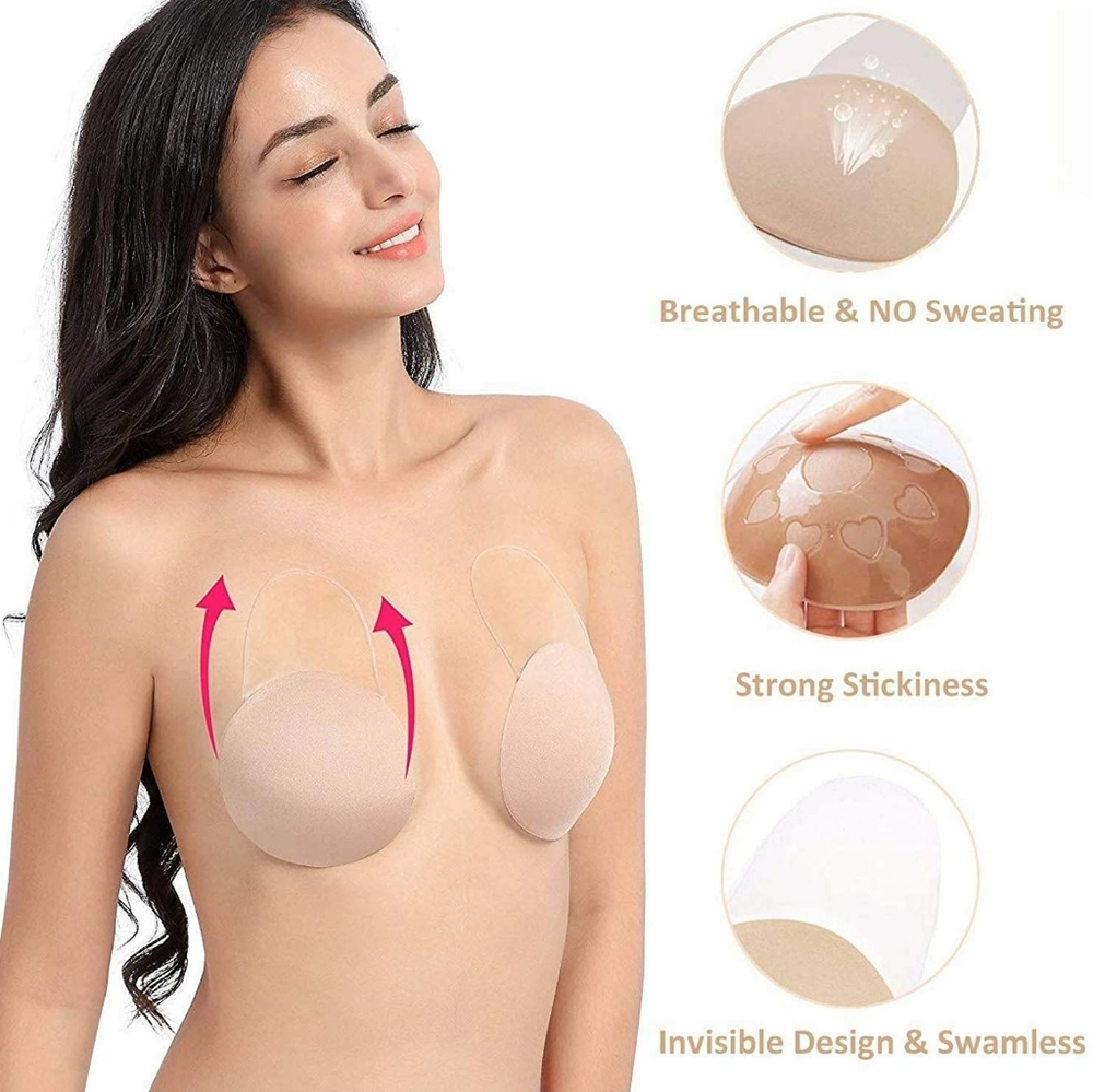 New Self Adhesive Beige Bra Size Medium - Picture 3 of 5